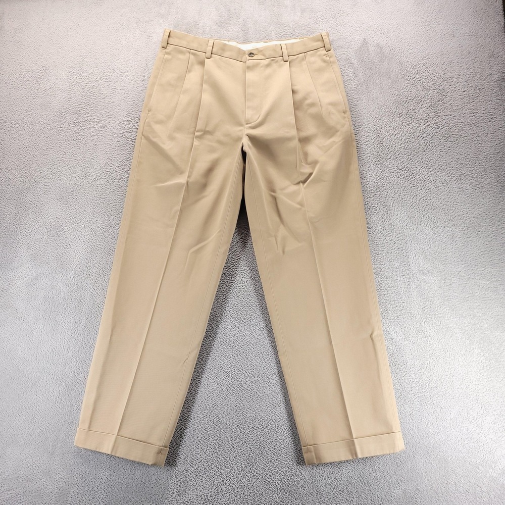 Brooks Brothers Pants Mens 35x30 Beige Advantage Chino Elliot Pleated Trousers